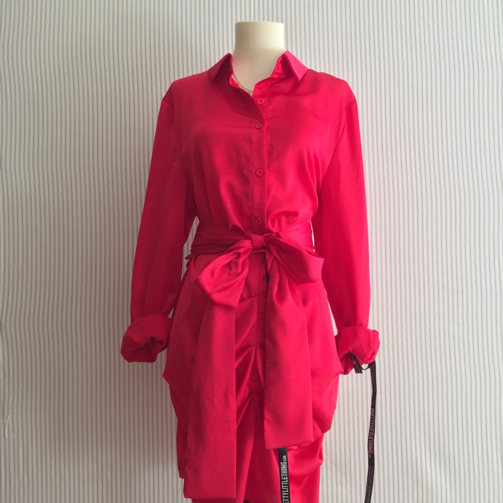 Runched Front Shirt Dress